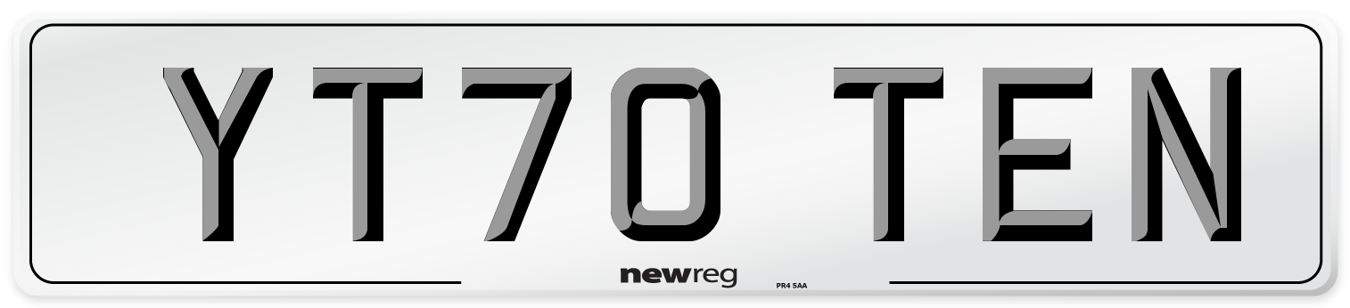 YT70 TEN Number Plate from New Reg